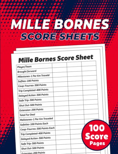 Mille Bornes Score Sheets: 100 Large Score Pads for Scorekeeping ...