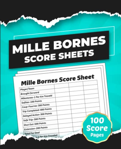 Mille Bornes Score Sheets: 100 Mille Bornes Score Pads for Scorekeeping ...