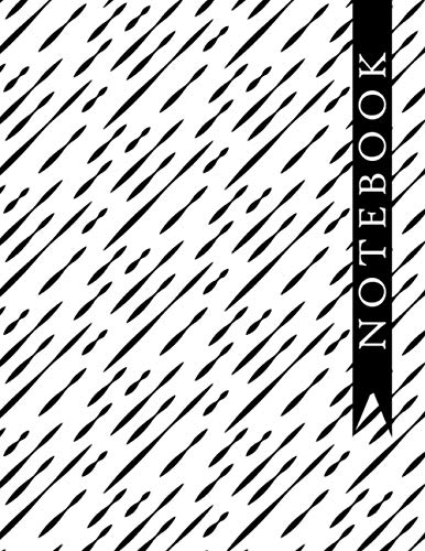 Notebook: Diagonal Rainfall | Black and White Modern Abstract Notebook ...