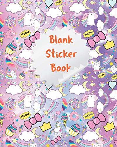 Blank Sticker Book: Cute Unicorn Blank Sticker Book for Kids - Awesome ...