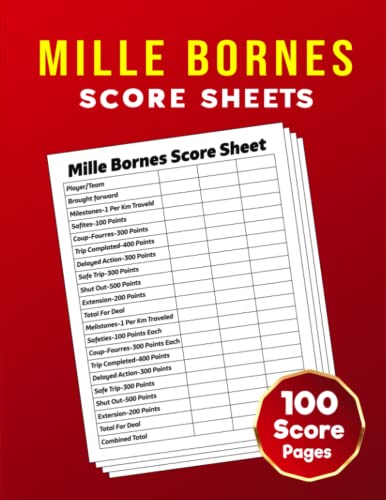 Mille Bornes Score Sheets: 100 Large Score Pads for Scorekeeping ...