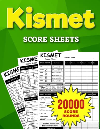 Kismet Score Sheets: 888 Large Score Pads for Scorekeeping with Size 8.5 x 11 inches by Jaiden ...