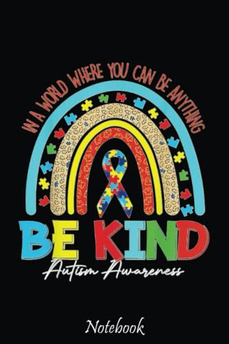 Retro Rainbow Autism Awareness Month Be Kind Fighter Notebook: Notebook ...