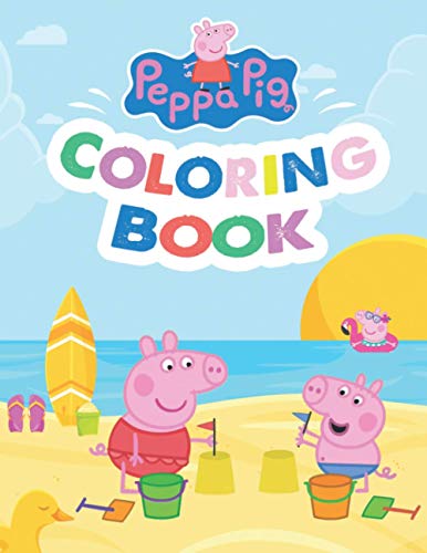 Peppa Pig Coloring Book: Peppa Pig play with sand on the beach- Peppa ...