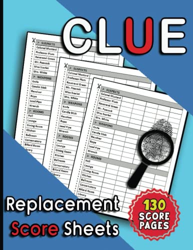 Clue Replacement Score Sheets: Score Sheets Refills for Clue Board Game ...