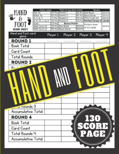 Hand And Foot Score Sheets: 130 Large Hand and Foot Score Pad - 8.5 x ...