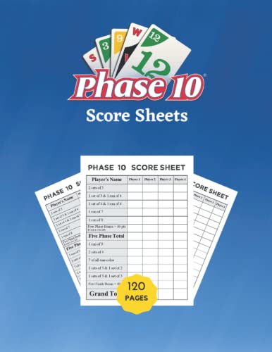 Phase 10 Score Sheets: Phase ten Score Cards | 120 Large Score Pads for