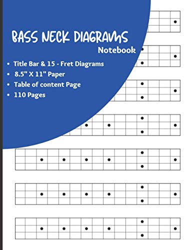 Bass Neck Diagrams Notebook: Music Paper Journal, 8.5 x 11 Inches, Full