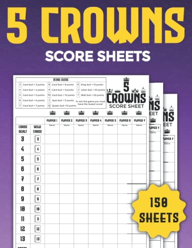 Crowns Score Sheets: Five Crowns Score Pad | 150 Large Score Pads for ...