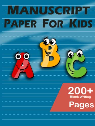 Manuscript Paper for Kids: 200+ blank writing pages for Students ...