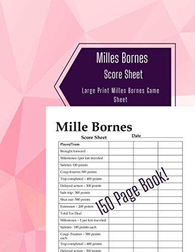 Mille Bornes Score Sheets: 150 Page Scorekeeping Pad by Pretty SS ...