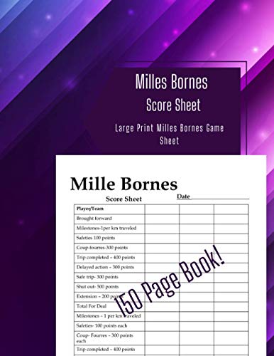 Mille Bornes Score Sheets: 150 Page Scorekeeping Pad by Pretty SS ...