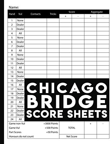 Chicago Bridge Score Sheets: 130 Large Chicago Bridge Score Pads. by ...