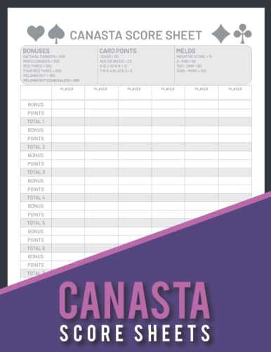 Canasta Score Sheets: A Large Print Card Game Pad for Record Your Score ...