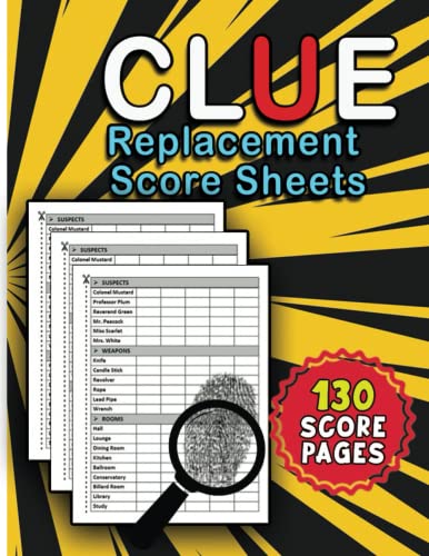 Clue Replacement Score Sheets: Score Sheets Refills for Clue Board Game ...