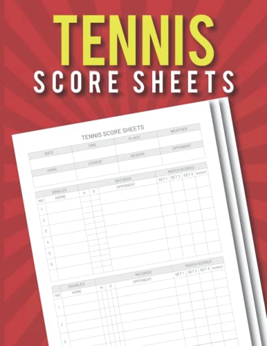 Tennis Score Sheets: A Large Print Tennis Score Keeper Card to Record ...