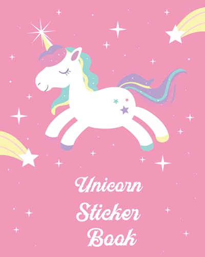 Unicorn Sticker Book: Cute Unicorn Blank Sticker Book For Girls