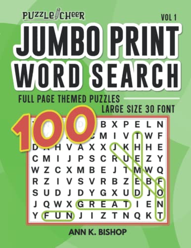 Jumbo Print Word Search: Full Page Themed Puzzles, Large Size 30 Font ...