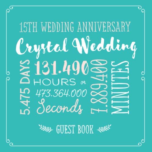 15th Wedding Anniversary Crystal Wedding Guest Book for Crystal