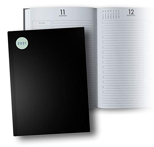 Kalender 2021: Hardcover Buchkalender 2021 ca A4, 1 Seite pro Tag 