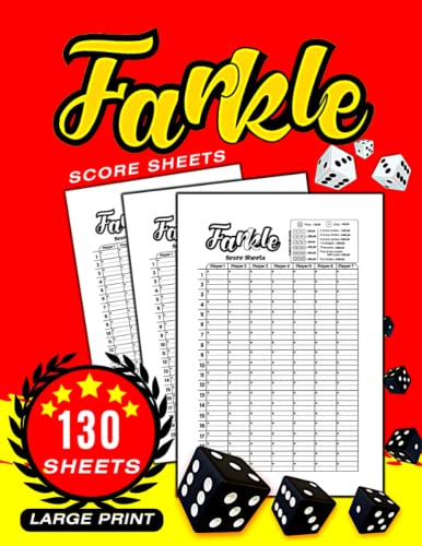 Farkle Score Sheets: Large Print for Scorekeeping | Farkle Score Pads ...