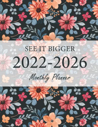 See it Bigger Planner 2022-2026 Monthly by Planahead: Black Floral