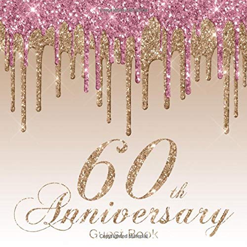 60th Anniversary Guest Book Modern Rose Gold Guestbook for Sixtieth