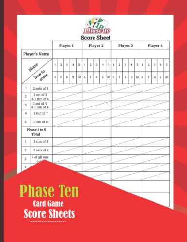 Phase 10 Score Sheets: 999 Large Score Pads for Scorekeeping Phase 10 Phase 10 Score Sheets: 999 Large Score Pads for Scorekeeping Phase 10