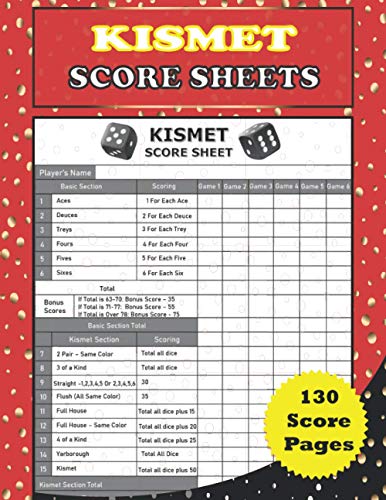 Kismet Score Sheets: 130 Large Size Kismet Scorekeeping Pads by Keith ...