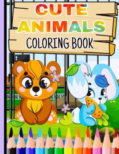 Cute Animal Coloring Book For Kids: Fun And Easy Coloring Pages in Cute ...