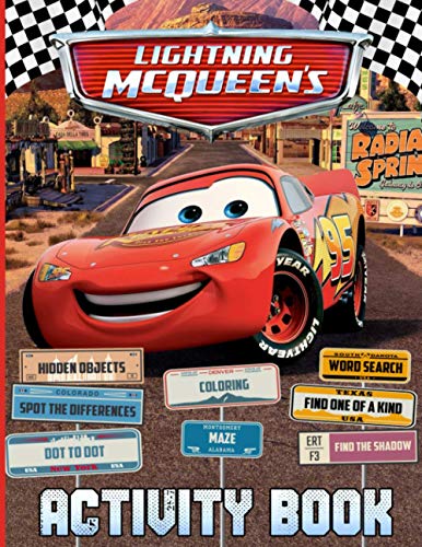 Lightning Mcqueen Activity Book: Hidden Objects, Dot To Dot, One Of A ...