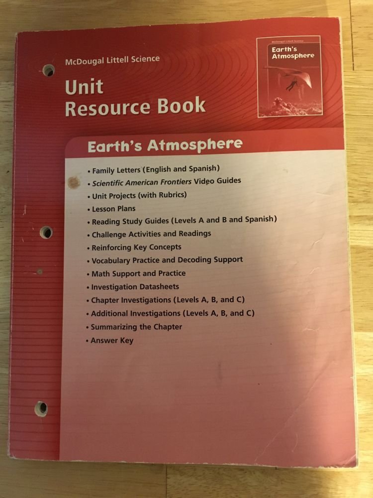 Science Earth's Atmosphere Unit Resource Book Grades 68 by McDougal