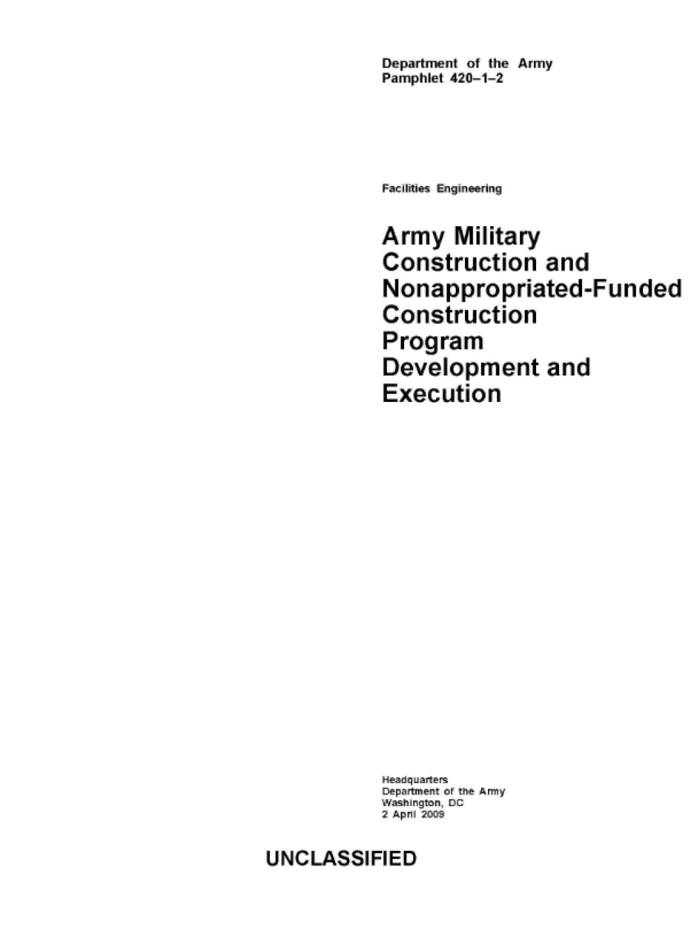 PAM 42012 Facilities Engineering Army Military Construction and