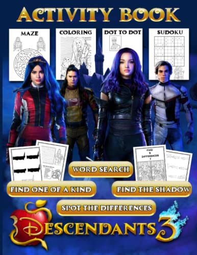 Descendants Activity Book: Relieving All Amazing 3 Word Search Dot To ...