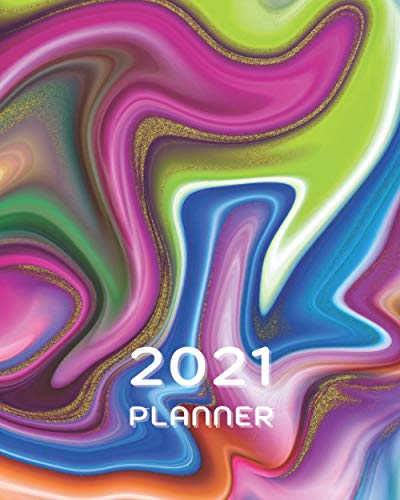 2021 Planner: Weekly and Monthly Planner with Colorful Marble Cover by ...