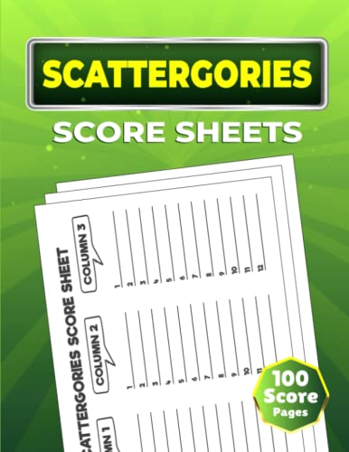 Scattergories Score Sheets: Large Print 8.5" X 11" Inches 100 Score ...