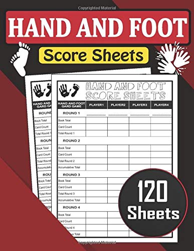 Hand and Foot Score Sheets: 120 Large Hand and Foot Score Pad for ...