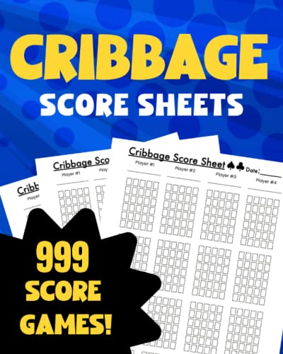 Cribbage Score Sheets: 999 Large Score Pads For Cribbage (With Cheat ...