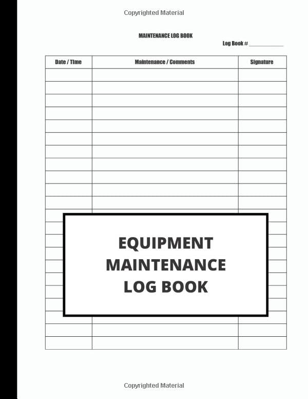 Equipment Maintenance Log Repairs And Maintenance Record Book For Home