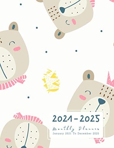 2021-2025 Monthly Planner: Large Five Years Calendar Schedule Organizer