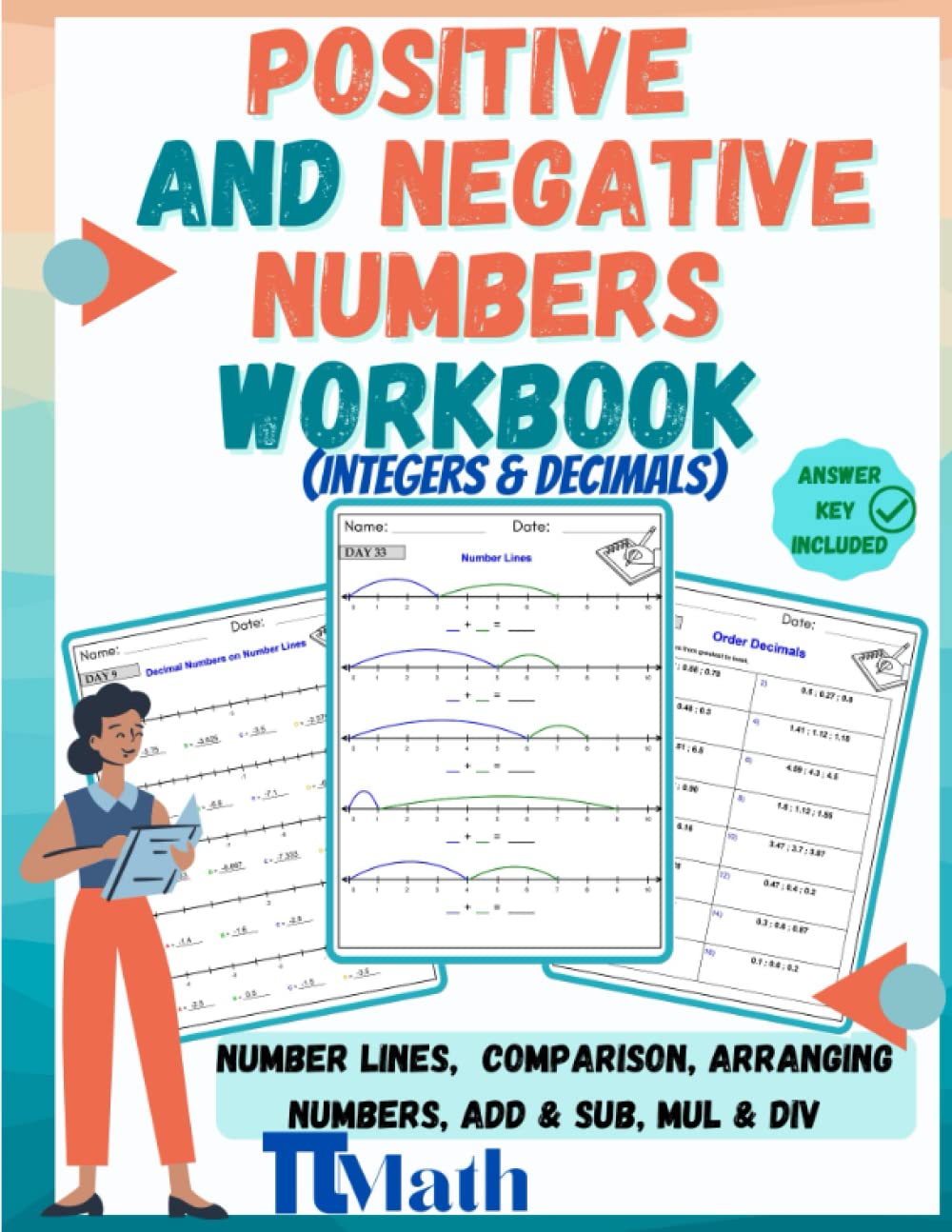 PI MATH Positive and Negative Numbers Workbook, Integers and Decimals