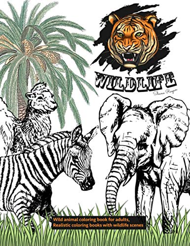 Wild animal coloring book for adults, realistic coloring books with ...