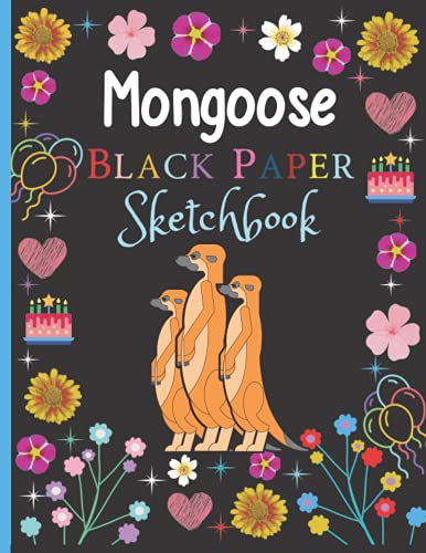 Mongoose Black Paper Sketchbook: Black Mongoose Blank Paper Sketchbook ...