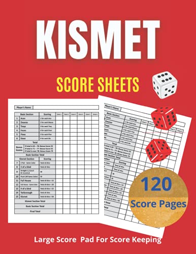 kismet Score Sheets: 120 Large Score Pads, Kismet Dice Game Score ...
