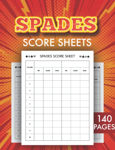 Spades Score Sheets: 140 Large Spades Score Pads for Scorekeeping ...