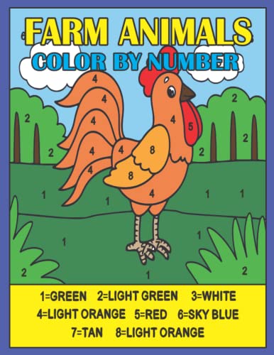 Farm Animals Color by Number: Farm Animals Color by Numbers for