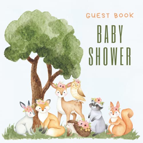 Woodland Baby Shower Guest Book Forest Animals Woodland Creatures Girl