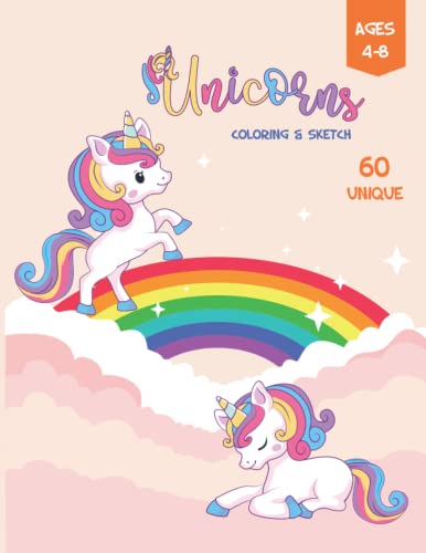 Unicorn Coloring and Sketch Book: 60 unique cute coloring pages ...