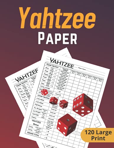 Yahtzee Score Sheets Large Print: Yahtzee Game Score Pad | Yahtzee ...