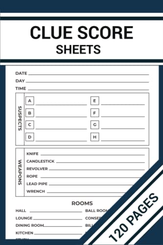 Clue Score Sheets: Beautiful 120 Score Sheets Refills for Retro Clue ...